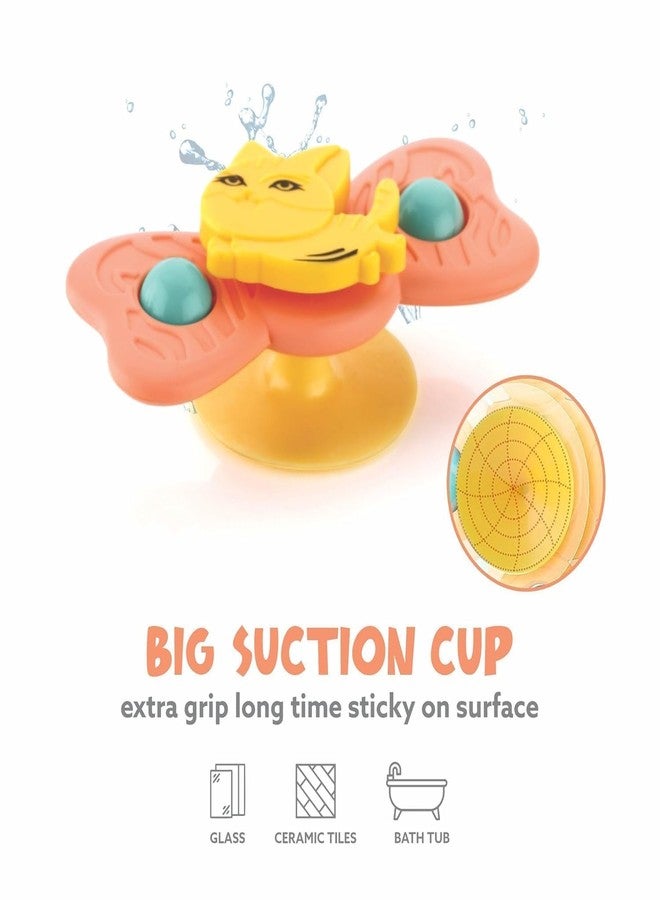 TEC TAVAKKAL Strong Suction Cup Fidget Rotating Sensory Bath Toys for Baby 6 12 18 Months Airplane Car Travel Table & Window Toys for 1 2 Years Old Toddler Boys and Girls (Cat Spinner) - Image 5